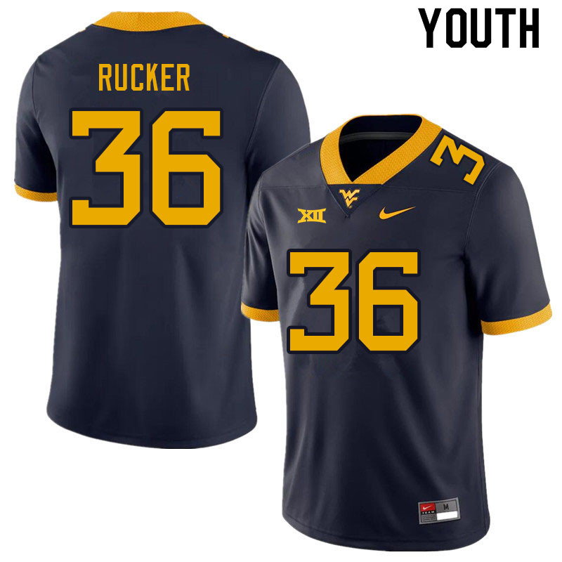 NCAA Youth Markquan Rucker West Virginia Mountaineers Navy #36 Nike Stitched Football College Authentic Jersey GO23L38JJ